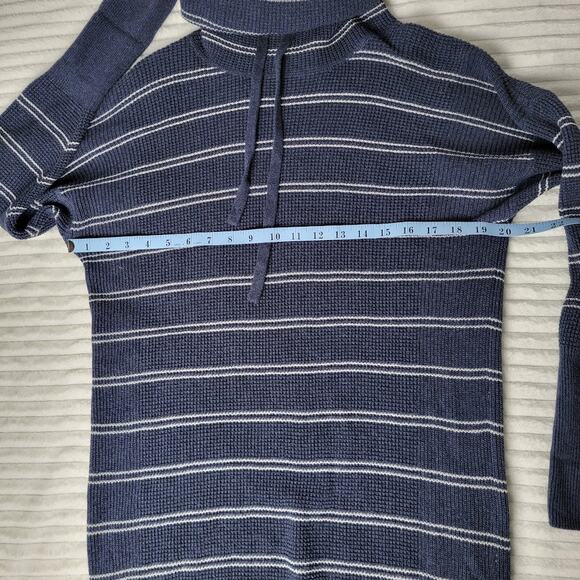 Prana Milani Sweater Dress Womens XS Navy White Stripe Long Sleeve Cowl Neck - Picture 7 of 9